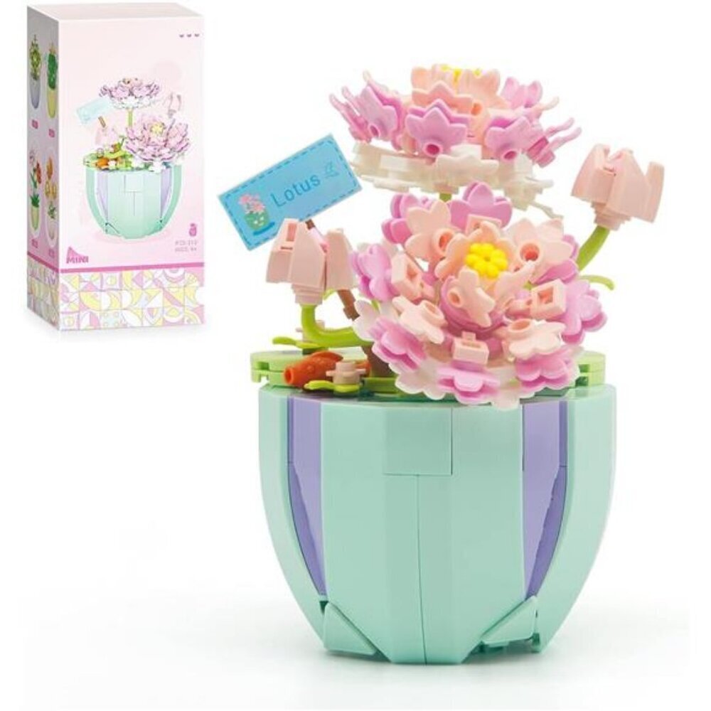 Lotus Flower Building Set, Mini Cute Botanical Collection Flower Bonsai Plant